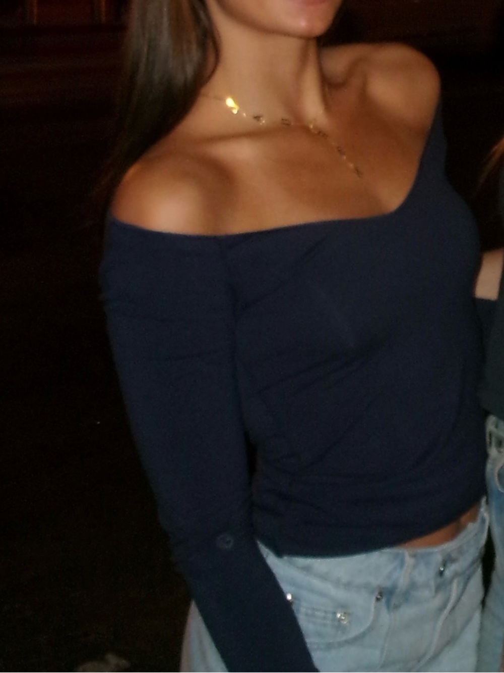 Navy Off-Shoulder Edikted Top